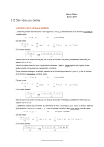 D&eacute;riv&eacute;es partielles - D&eacute;finition et Exemples