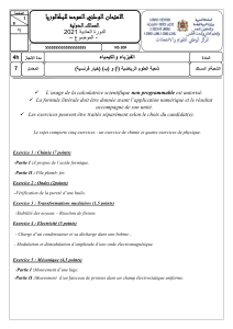 Exam Physique Chimie Baccalaur&eacute;at 2021