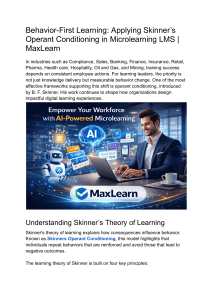 Behavior-First Learning: Applying Skinner&rsquo;s Operant Conditioning in Microlearning LMS