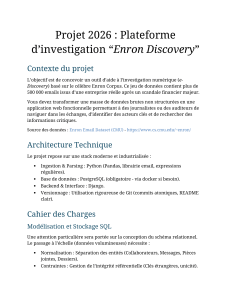 Projet 2026: Plateforme Enron Discovery - Outil eDiscovery