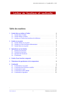 Limites de fonctions et continuit&eacute; - Terminale Maths Sp&eacute;