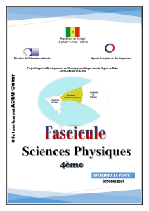 Fascicule Sciences Physiques 4&egrave;me - Manuels de physique