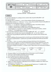 Bac 2020 Chemistry Exam: Chemical Kinetics