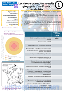 Aires urbaines : g&eacute;ographie de la France mondialis&eacute;e (Brevet Coll&egrave;ge)