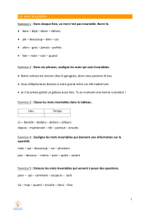 Grammaire fran&ccedil;aise : exercices sur les mots invariables