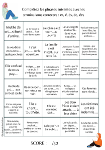 French Verb Conjugation Exercise Sheet