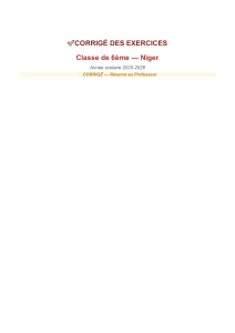 Corrig&eacute; 6&egrave;me Niger 2025-2026 Fran&ccedil;ais Math&eacute;matiques
