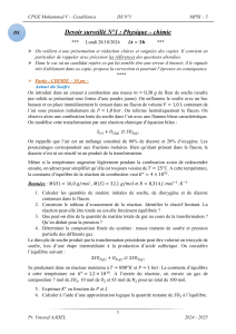 Devoir surveill&eacute; N&deg;1 Physique-Chimie CPGE MPSI