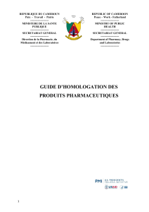Guide d'homologation des produits pharmaceutiques Cameroun