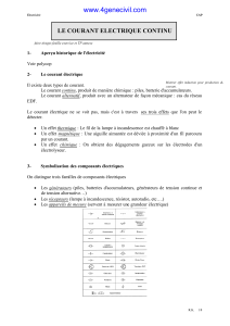 Courant &eacute;lectrique continu : Mat&eacute;riel de cours CAP