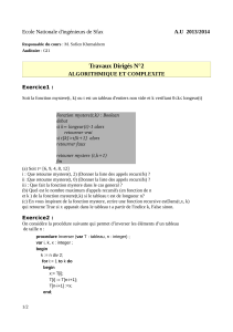 Algorithmique et Complexit&eacute;: TD N&deg;2 - ENIS Sfax