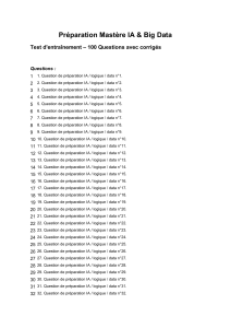 Pr&eacute;paration Mast&egrave;re IA & Big Data - 100 Questions avec corrig&eacute;s