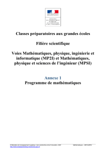 Programme de math&eacute;matiques MP2I-MPSI - Classes pr&eacute;paratoires