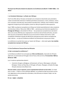 Pourquoi les Africains &eacute;taient absents &agrave; la Conf&eacute;rence de Berlin (1884-1885) ?
