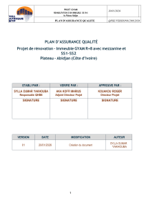 Plan d'assurance qualit&eacute; Projet GYAM R+8 Abidjan
