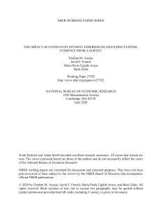 COVID-19 Impact on Student Experiences: NBER Working Paper