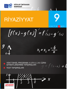Riyaziyyat 9-cu sinif &uuml;&ccedil;&uuml;n qiymetlendirme tapşırıqları