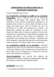 Cons&eacute;quences des irr&eacute;gularit&eacute;s de la proc&eacute;dure d'imposition