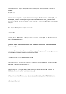 Plan de rapport: Cycle d'un projet de transport humanitaire
