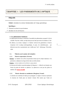 Cours d'Optique G&eacute;om&eacute;trique : Fondements et Lois de Descartes