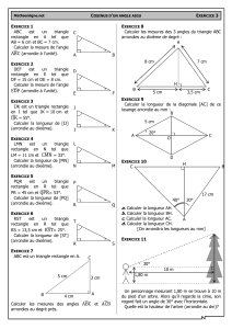 Exercices de cosinus d'angle aigu