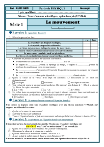 Exercices de physique : Le mouvement - M&eacute;canique