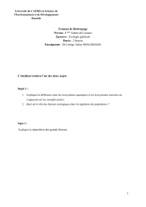 Examen de rattrapage Ecologie g&eacute;n&eacute;rale Licence 1