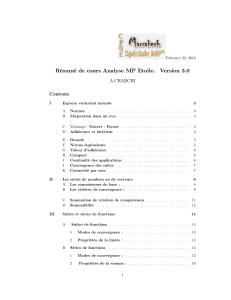 R&eacute;sum&eacute; de cours d'Analyse Math&eacute;matique - Espaces vectoriels, S&eacute;ries, ED