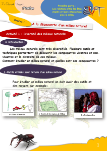 Chapitre 1 : D&eacute;couverte des milieux naturels - SVT 1er Coll&egrave;ge