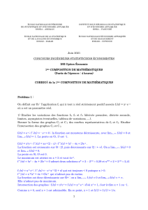 Corrig&eacute; de la 1&egrave;re composition de math&eacute;matiques 2021 pour le concours ing&eacute;nieurs statisticiens &eacute;conomistes