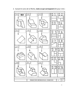 Exercices de projection orthogonale : dessin technique