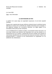 Note d'information sur le r&ocirc;le du gestionnaire de paye