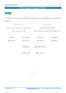 Portes logiques et alg&egrave;bre de Boole : Th&eacute;or&egrave;mes et exercices