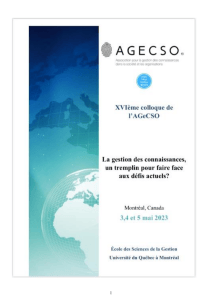 La gestion des connaissances : outil pour les d&eacute;fis actuels ?