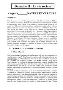 Nature et Culture: Philosophie Sociale