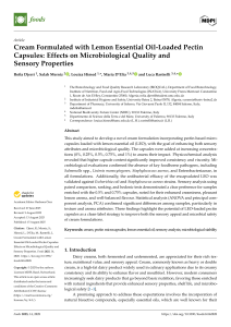Lemon Essential Oil Pectin Capsules in Cream: Microbiological & Sensory Effects