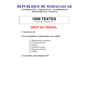 Code du travail de Madagascar (2001) - Minist&egrave;re de la Justice
