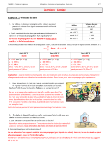 Exercices corrig&eacute;s : Vitesse du son, &eacute;cho, signaux p&eacute;riodiques - 2nde Physique