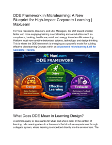 DDE Framework in Microlearning: Corporate Training Blueprint
