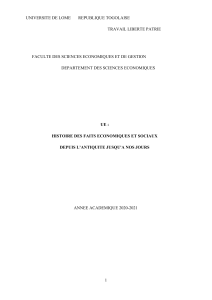 Histoire des Faits &Eacute;conomiques et Sociaux - Universit&eacute; de Lom&eacute;