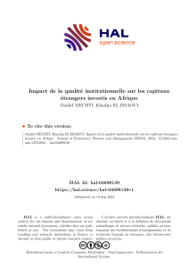 Impact de la qualit&eacute; institutionnelle sur les FDI en Afrique