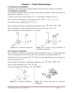 Chapitre 1 : Outils Math&eacute;matiques pour l'&Eacute;lectromagn&eacute;tisme - Syst&egrave;mes de Coordonn&eacute;es