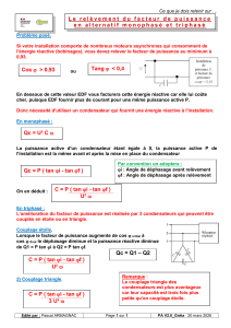 Correction du facteur de puissance monophas&eacute; et triphas&eacute;