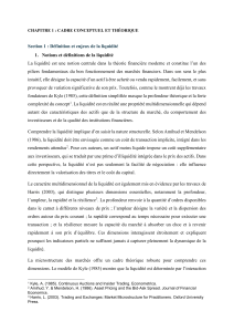 Chapitre 1 : Cadre Conceptuel et Th&eacute;orique de la Liquidit&eacute; Financi&egrave;re