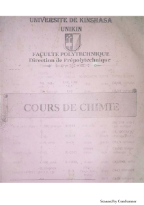 Universit&eacute; de Kinshasa Chemistry Course: Functional Groups & Formulas