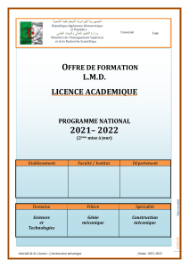 Programme Licence Construction M&eacute;canique 2021-2022