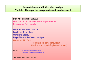 R&eacute;sum&eacute; cours M1 Micro&eacute;lectronique Physique semi-conducteurs