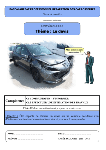 Devis de r&eacute;paration carrosserie - Baccalaur&eacute;at professionnel