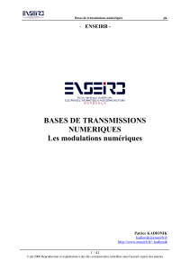 Bases de transmissions num&eacute;riques - Modulations num&eacute;riques