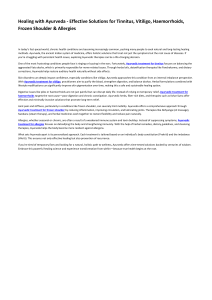 Ayurveda Treatments for Tinnitus, Vitiligo, Haemorrhoids, Frozen Shoulder & Allergies